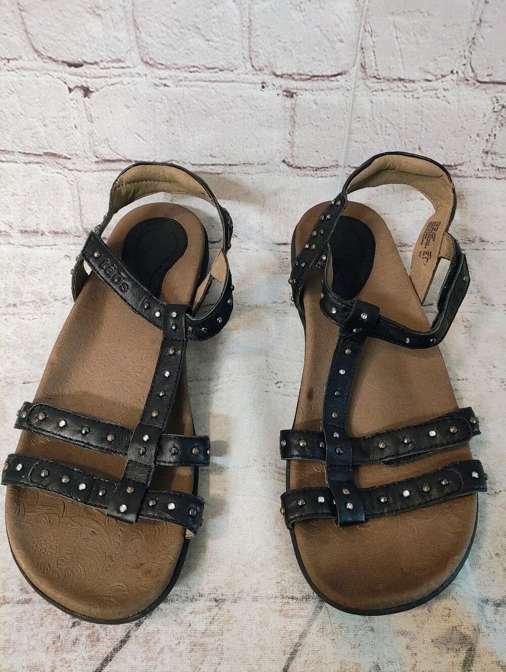 Taos Party Sandals Leather Strappy Studded Comfort Brown Sandals 10 - Picture 8 of 13